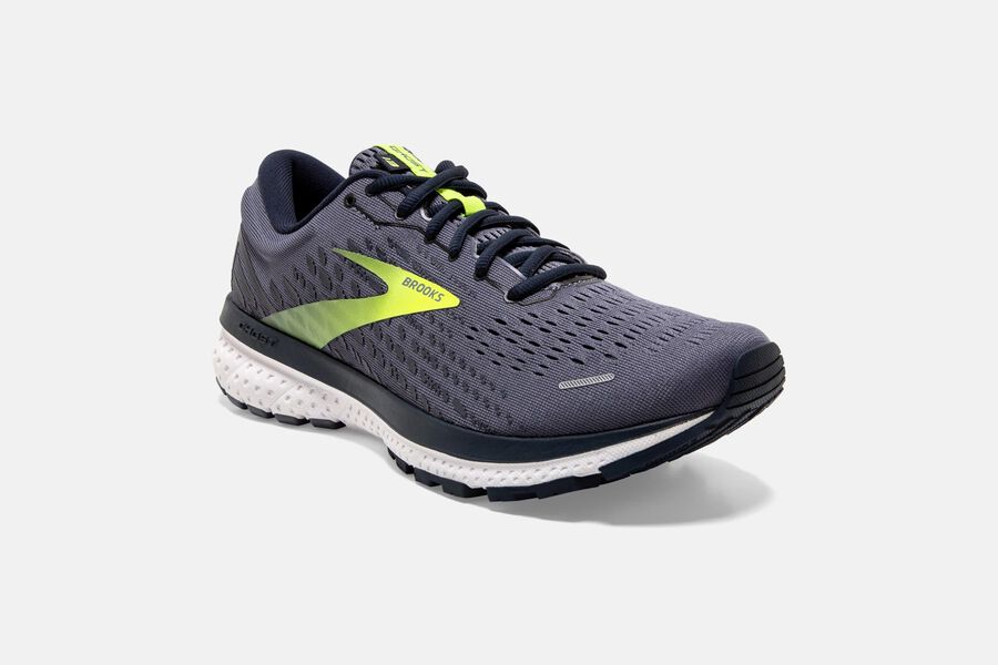 Brooks Ghost 13 Road Running Shoes Mens Grey/Green 317489-LBN